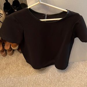 Madewell top black with leather neck trim